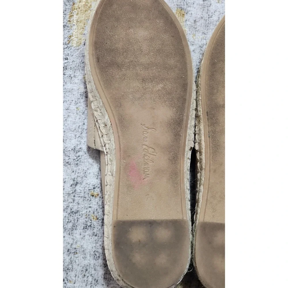 Sam Edelman Women's Krissy Espadrille Cap Toe Flats Tan Black Leather Size 7.5 M
